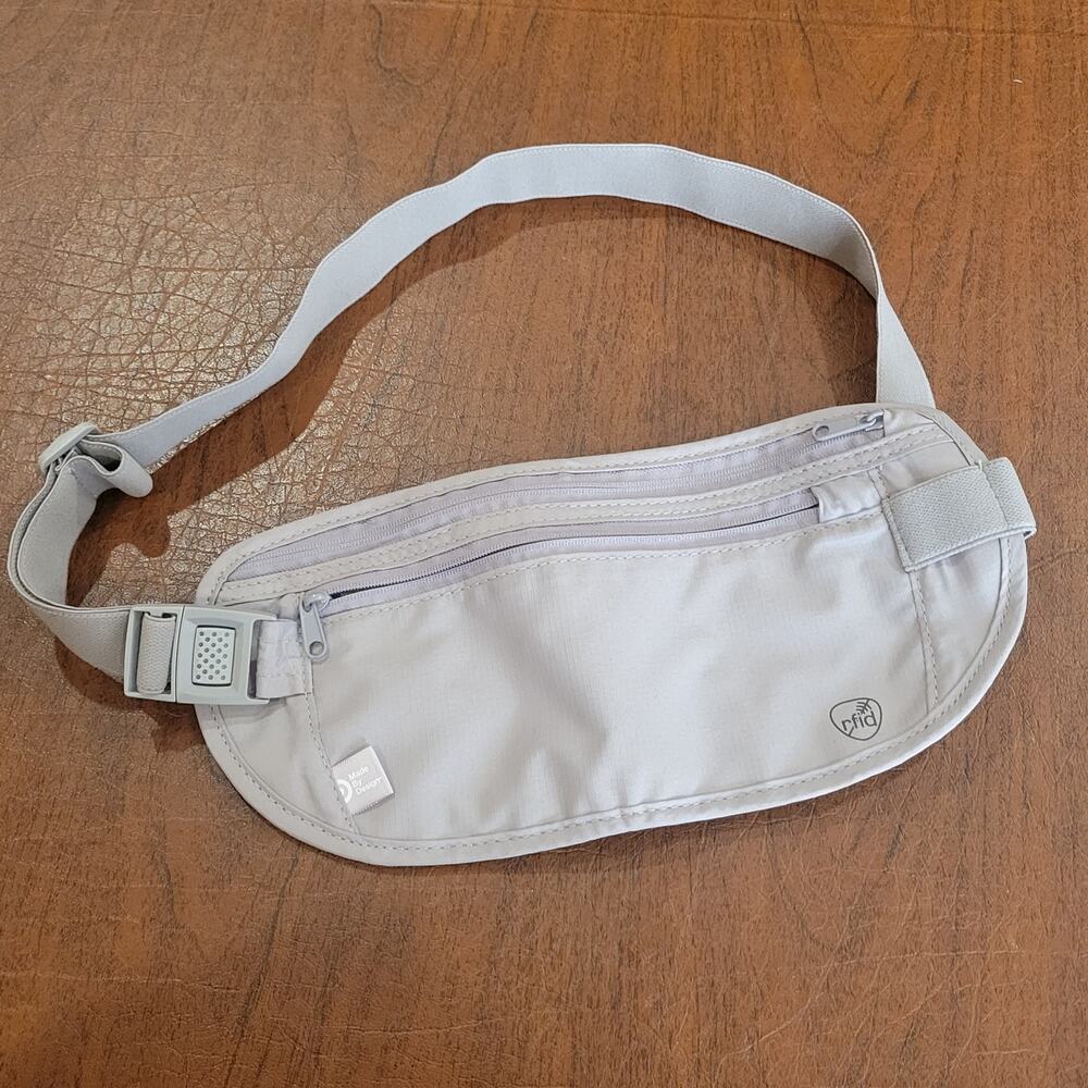 Made By Design RFID Blocking Anti Theft Belt Wallet Gray Up To 38" New, no tags